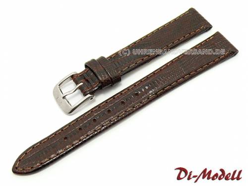 Uhrenarmband 12mm dunkelbraun Di-Modell -Topas- Teju-Eidechspr�gung (Schlie�enansto� 10 mm) - Bild vergr��ern 