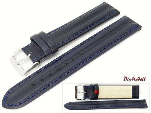Uhrenarmband 18mm dunkelblau Di-Modell -Dakar- Sattelleder Doppelwulst (Schlie�enansto� 18 mm) - Bild vergr��ern 