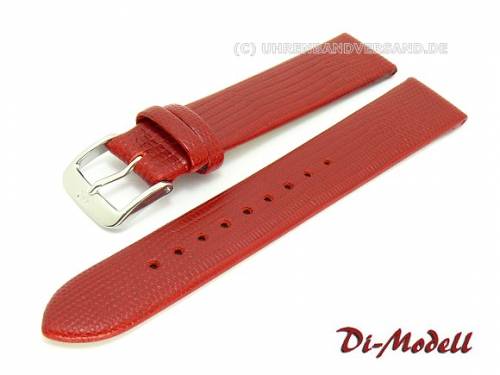 Uhrenarmband 18mm rot Di-Modell -Java- Eidechspr�gung ohne Naht (Schlie�enansto� 16 mm) - Bild vergr��ern 