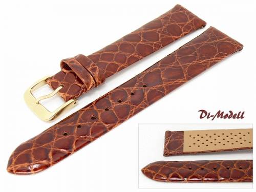 Uhrenarmband 18mm rotbraun echt Krokodil Klassik ohne Naht von Di-Modell (Schlie�enansto� 16 mm) - Bild vergr��ern 