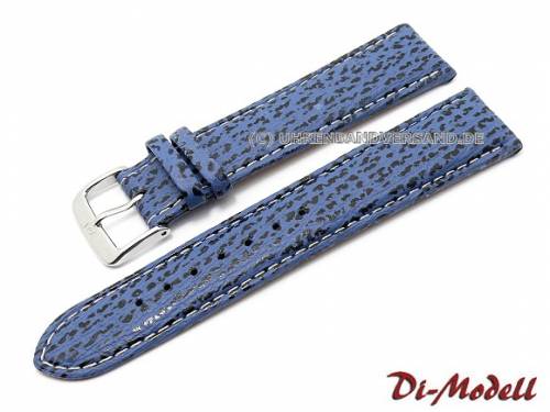 Uhrenarmband 19mm blau Di-Modell echt -Haifisch Waterproof- helle Kontrastnaht robust (Schlieenansto 18 mm) - Bild vergrern 