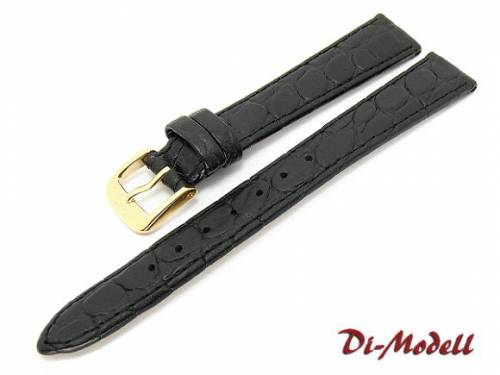 Uhrenarmband 12mm schwarz Di-Modell -Tiffany- Kroko-Pr�gung abgen�ht (Schlie�enansto� 10 mm) - Bild vergr��ern 