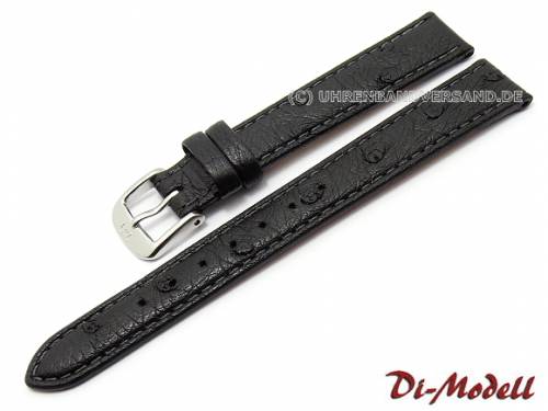 Uhrenarmband 13mm schwarz Di-Modell -Ostrich- echt Strauss (Schlie�enansto� 12 mm) - Bild vergr��ern 