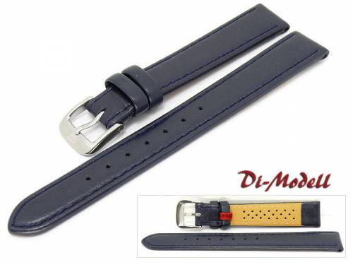 Uhrenarmband 15mm dunkelblau Di-Modell -Kalb waterproof- glatt abgen�ht (Schlie�enansto� 14 mm) - Bild vergr��ern 