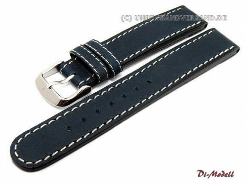 Uhrenarmband 18mm dunkelblau Di-Modell -Jumbo- robust helle Naht (Schlie�enansto� 18 mm) - Bild vergr��ern 