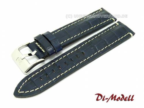 Uhrenarmband 20mm dunkelblau Di-Modell -Bali Chrono- Alligator-Pr�gung helle Naht (Schlie�enansto� 20 mm) - Bild vergr��ern 