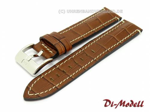 Uhrenarmband 18mm braun Di-Modell -Bali Chrono- Alligator-Pr�gung helle Naht (Schlie�enansto� 18 mm) - Bild vergr��ern 