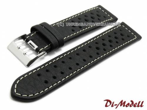 Uhrenarmband 20mm schwarz Di-Modell -Rallye waterproof- helle Naht (Schlie�enansto� 18 mm) - Bild vergr��ern 