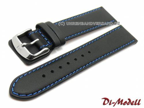 Uhrenarmband -Denver- 18mm schwarz Leder glatt blaue Naht von DI-MODELL (Schlie�enansto� 16 mm) - Bild vergr��ern 
