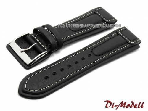 Uhrenarmband -Chronissimo waterproof- 24mm schwarz Leder genarbt helle Naht von DI-MODELL (Schlie�enansto� 20 mm) - Bild vergr��ern 