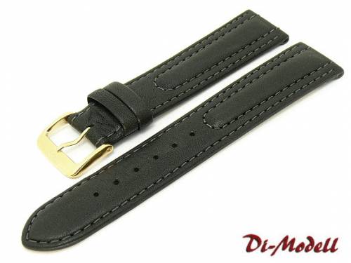 Uhrenarmband XL 18mm schwarz Di-Modell -Siena- leichte Wulst abgenht (Schlieenansto 16 mm) - Bild vergrern 