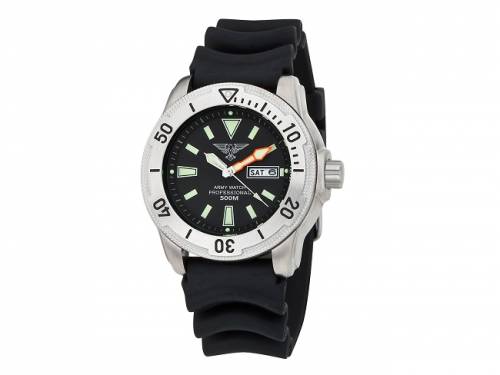 Taucheruhr Edelstahl silberfarben Zifferblatt schwarz von Army Watch by Eichm�ller (*EM*HU*) - Bild vergr��ern 