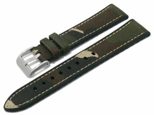 Uhrenarmband -Camouflage- 22mm beige/braun/gr�n etc. Textil/Silikon Military-Look von EULIT (Schlie�enansto� 20 mm) - Bild vergr��ern 