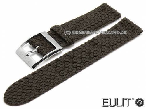 Uhrenarmband -Palma Pacific- 20mm dunkelbraun Perlon/Textil flach modisch von EULIT (Schlieenansto 20 mm) - Bild vergrern 