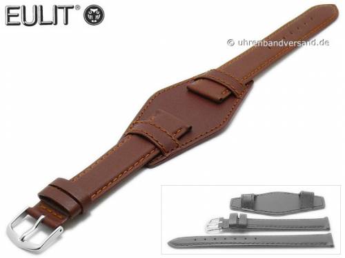 Uhrenarmband 16mm mittelbraun Leder glatt abgen�ht mit Lederunterlage von EULIT (Schlie�enansto� 14 mm) - Bild vergr��ern 