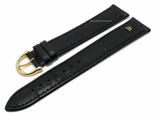 Uhrenarmband Original MAURICE LACROIX XL 20mm schwarz Leder Alligator-Pr�gung goldfarbene Dornschlie�e - Bild vergr��ern 