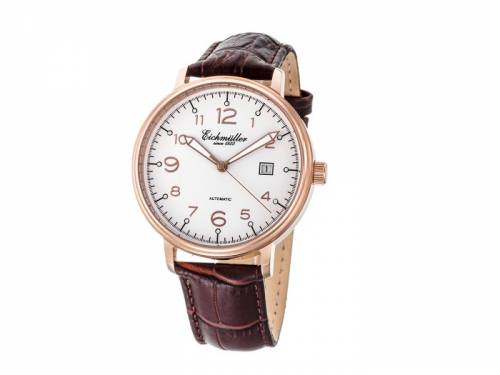 ABVERKAUF: Automatik-Armbanduhr Edelstahl ros�goldfarben Ziffernblatt wei� Lederband von EICHM�LLER (*EM*HU*) - Bild vergr��ern 