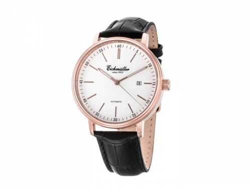 ABVERKAUF: Automatik-Armbanduhr Edelstahl ros�goldfarben Ziffernblatt wei� Lederband von EICHM�LLER (*EM*HU*) - Bild vergr��ern 