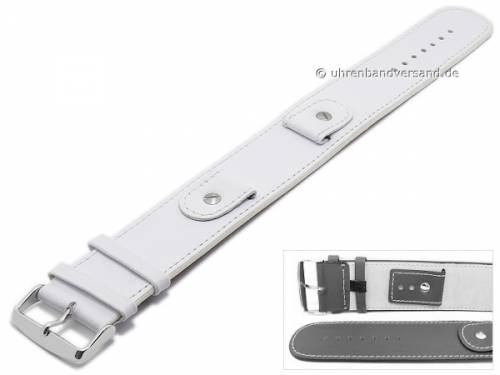 Uhrenarmband -Cliffhanger- 24mm wei� Leder glatt abgen�ht mit Lederunterlage - Bild vergr��ern 