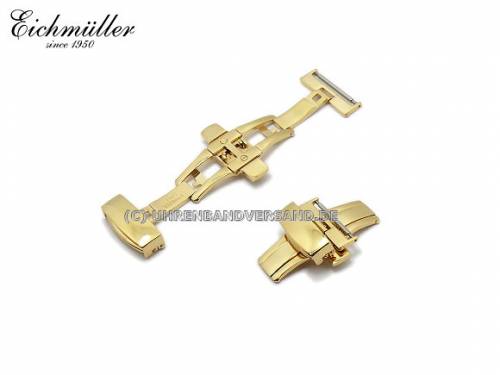 Butterfly-Faltschlie�e (EmBFS-74) 20mm Edelstahl PVD vergoldet mit Dr�ckern - Bild vergr��ern 