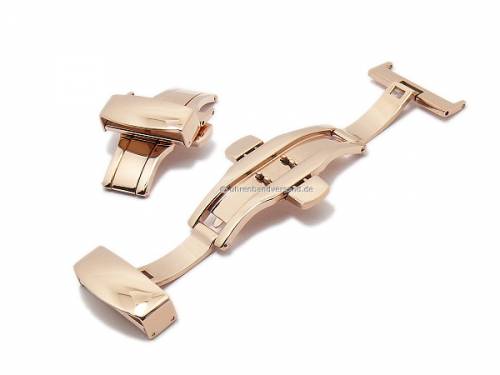 Butterfly-Faltschlie�e (EmBFS-75) 20mm Edelstahl PVD ros� vergoldet mit Dr�ckern - Bild vergr��ern 