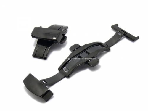 Butterfly-Faltschlie�e (EmBFS-76) 22mm Edelstahl PVD schwarz mit Dr�ckern - Bild vergr��ern 