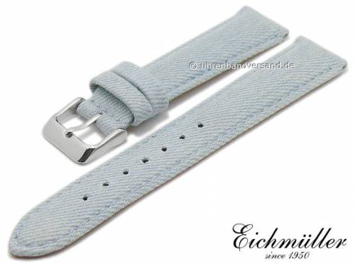 Uhrenarmband 22mm hellblau Textil/Leder Jeans-Look abgen�ht von BandOh (Schlie�enansto� 20 mm) - Bild vergr��ern 