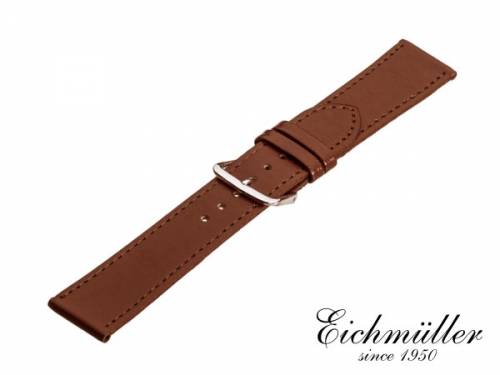 Basic-Uhrenarmband 20mm mittelbraun Leder glatt abgen�ht von EICHM�LLER (Schlie�enansto� 18 mm) - Bild vergr��ern 