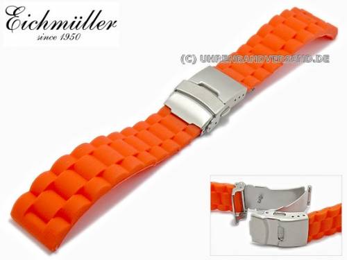Uhrenarmband 18mm orange Silikon Metallband-Look mit Faltschlie�e von EICHM�LLER - Bild vergr��ern 