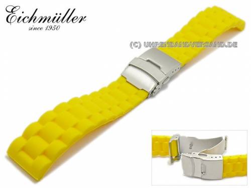 Uhrenarmband 20mm gelb Silikon Metallband-Look mit Faltschlie�e von EICHM�LLER - Bild vergr��ern 
