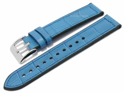 Uhrenarmband 20mm mittelblau Silikon/Leder Alligator-Pr�gung von EICHM�LLER (Schlie�enansto� 20 mm) - Bild vergr��ern 