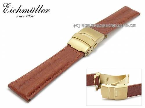 Uhrenarmband 18mm braun Faltschlie�e vergoldet Doppelwulst von Eichm�ller (Schlie�enansto� 16 mm) - Bild vergr��ern 