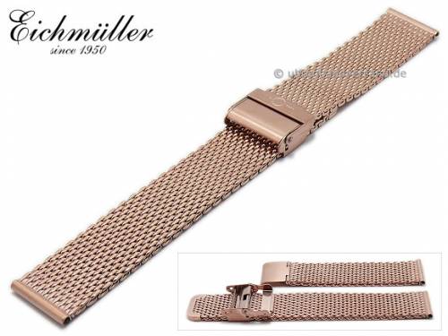Uhrenarmband 20mm ros�goldfarben Milanaise mittelstarkes Geflecht poliert mit Sicherheits-Schiebeverschluss von BandOh - Bild vergr��ern 