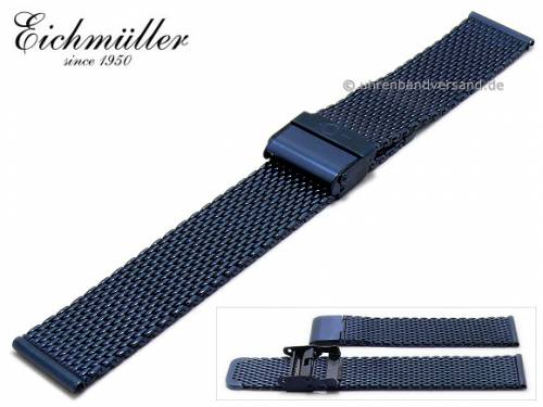 Uhrenarmband 20mm dunkelblau Milanaise mittelstarkes Geflecht poliert mit Sicherheits-Schiebeverschluss von BandOh - Bild vergr��ern 