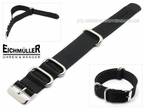 Uhrenarmband -NATO- 24mm schwarz Textil Durchzugsband von EICHMLLER (Schlieenansto 24 mm) - Bild vergrern 