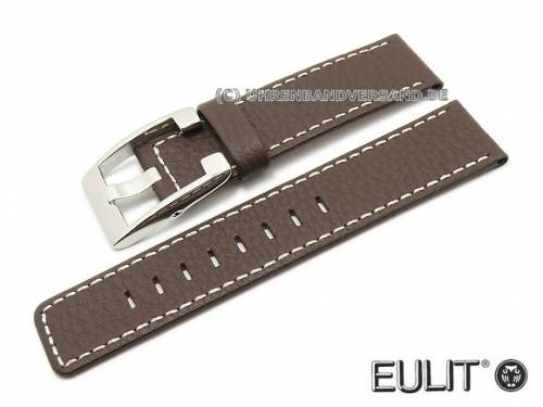 Uhrenarmband 24mm dunkelbraun Rindleder genarbt von EULIT (Schlieenansto 22 mm) - Bild vergrern 