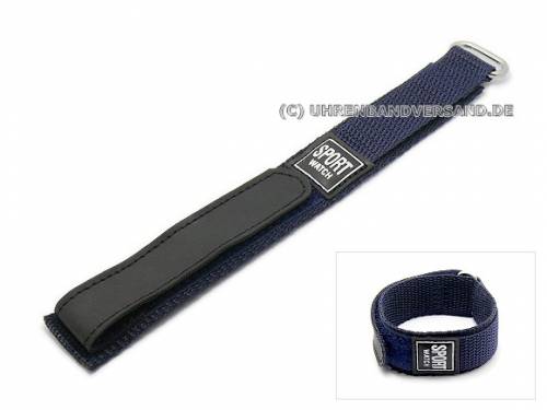 Uhrenarmband 20mm schwarz/dunkelblau Klettband -Sport Watch- - Bild vergr��ern 