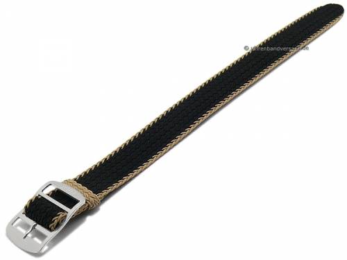 Uhrenarmband -Atlantic- 20mm schwarz/beige Perlon/Textil sportives Design Durchzugsband von EULIT - Bild vergrern 