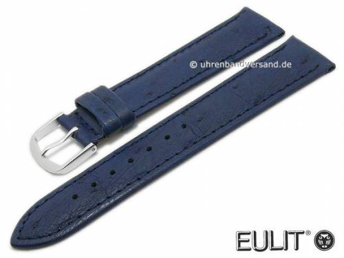Uhrenarmband 20mm dunkelblau echt Strau� ohne/wenig Noppen EULIT (Schlie�enansto� 18 mm) - Bild vergr��ern 