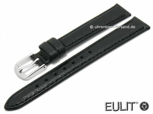 Uhrenarmband 14mm schwarz echt Strau� ohne/wenig Noppen von EULIT (Schlie�enansto� 12 mm) - Bild vergr��ern 