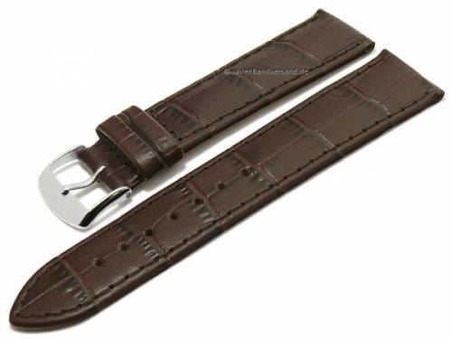 Uhrenarmband -Kroko-Print- 20mm dunkelbraun Leder Kroko-Prgung abgenht von BARINGTON (Schlieenansto 18 mm) - Bild vergrern 