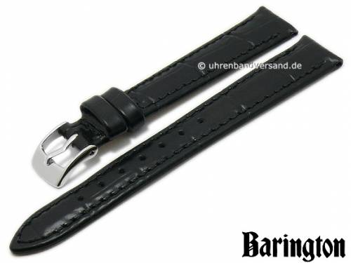 Uhrenarmband -Kroko-Print- 13mm schwarz Leder Kroko-Prgung abgenht von BARINGTON (Schlieenansto 12 mm) - Bild vergrern 