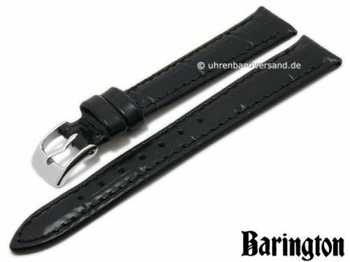 Uhrenarmband -Kroko-Print- 14mm schwarz Leder Kroko-Pr�gung abgen�ht von BARINGTON (Schlie�enansto� 12 mm) - Bild vergr��ern 