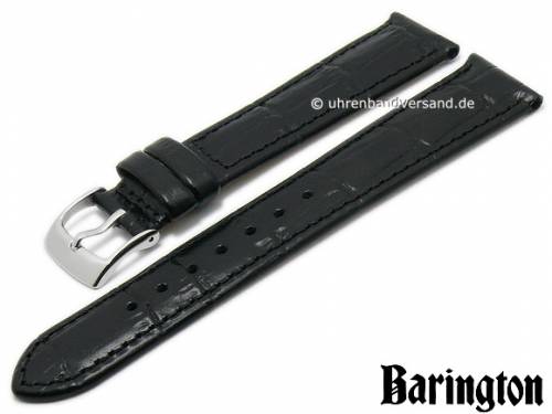 Uhrenarmband -Kroko-Print- 19mm schwarz Leder Kroko-Prgung abgenht von BARINGTON (Schlieenansto 16 mm) - Bild vergrern 