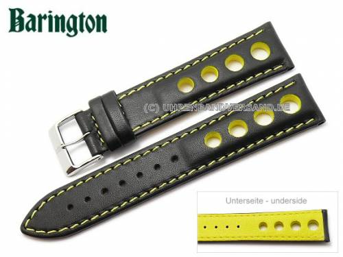 Uhrenarmband -Racing- 20mm schwarz Rindleder gelbe Naht von Barington (Schlie�enansto� 18 mm) - Bild vergr��ern 