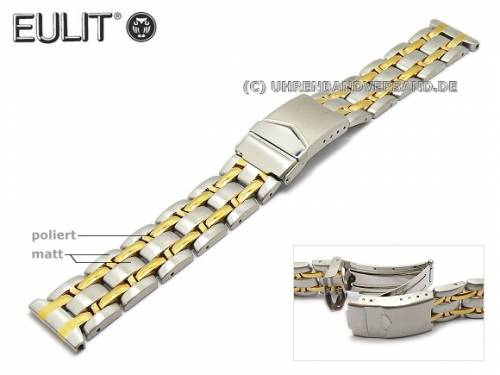 Uhrenarmband 20mm Edelstahl bicolor massiv teilweise poliert von EULIT - Bild vergrern 