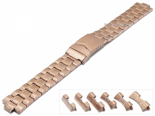 Uhrenarmband 18-22mm Edelstahl rosgoldfarben Multiansto mit Sicherheitsfaltschliee von EULIT - Bild vergrern 