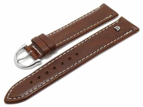 Uhrenarmband Original MAURICE LACROIX 20mm mittelbraun Leder glatt helle Naht - Bild vergr��ern 