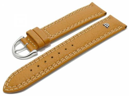 Uhrenarmband Original MAURICE LACROIX 20mm hellbraun Leder genarbt helle Doppel-Naht - Bild vergr��ern 
