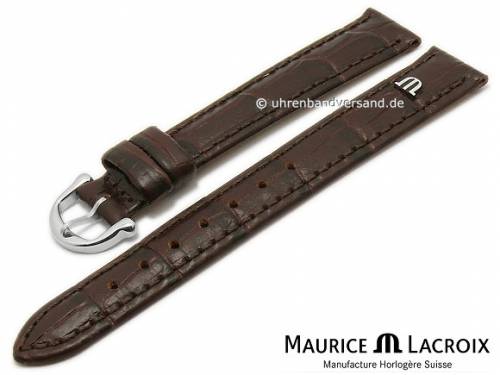 Uhrenarmband Original MAURICE LACROIX 15mm dunkelbraun Leder Alligator-Pr�gung abgen�ht - Bild vergr��ern 